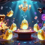 Experience the vibrant casino scene of hz88, illuminated by glowworms and packed with gaming excitement.
