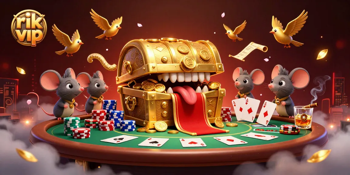 Engage in thrilling moments at rik vip where a treasure chest entices adventurer mice with poker excitement.