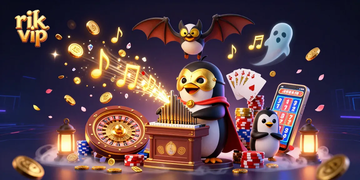 Spin to win with rik vip at this vibrant casino scene filled with golden coins and animated characters.