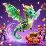 The dynamic iwin club illustration showcases a 3D sea dragon and lottery elements in a vibrant celebration.
