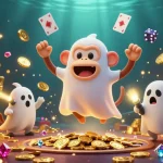 Engage with vmax at a haunted casino, featuring a poltergeist monkey juggling gold, while a curious puppy tracks it.